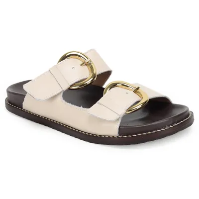Birk Couro Tiras Com Fivela
